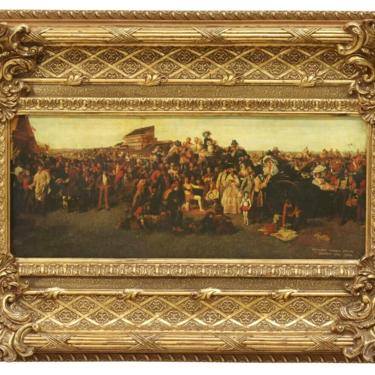 Print, After William Powell Frith (D. 1909) &quot;The Derby Day&quot;, Vintage / Antique!!