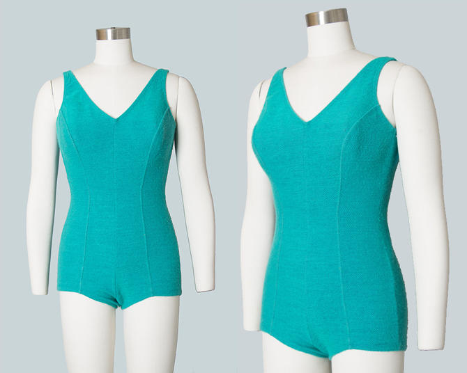 Vintage 1960s Swimsuit 60s Jantzen Aqua Teal Knit One Piece Open Back Bathing Suit Small From Birthday Life Vintage Of San Francisco Ca Attic