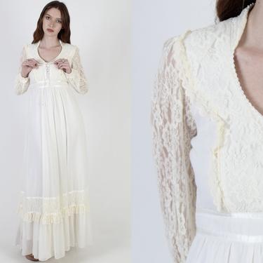 Ivory Gunne Sax Bridal Maxi Dress / Vintage 70s Jessica MClintock ...