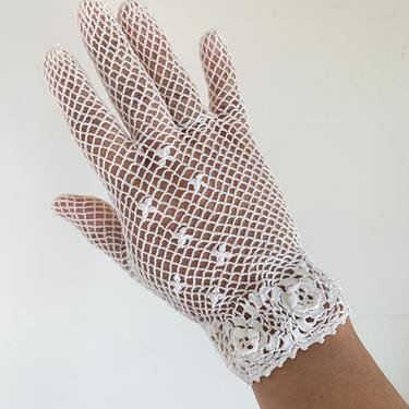 vintage 1930s Crochet Cotton Gloves 