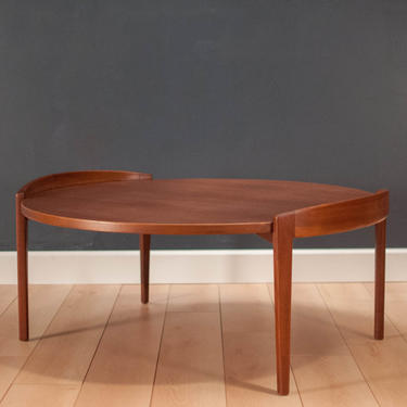 Jens Risom Round Walnut Coffee Table 