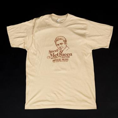 Vintage Steve McQueen Estate Auction T Shirt - Medium to Large | 80s Las Vegas Screen Stars Graphic Collectible Tee 