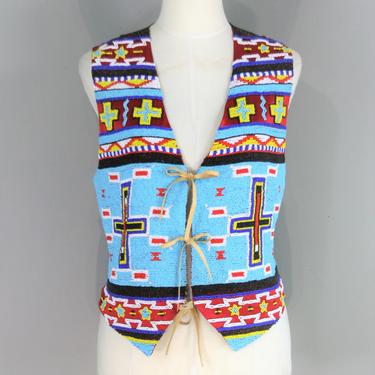 1980s Hairston Roberson Western Vest - ROPA - Fully Beaded - Southwestern - Size M 