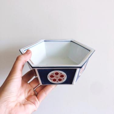 Vintage Japanese Ceramic Hexagonal Bowl 