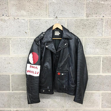 Vintage Motorcycle Jacket Retro 1970s Genuine Leather + Quilted