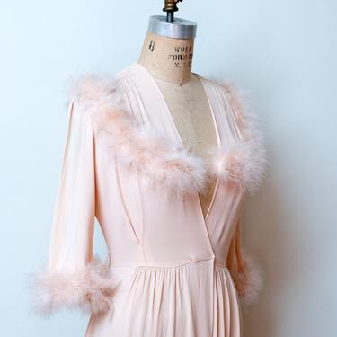 1940s Feather Trim Dressing Gown 