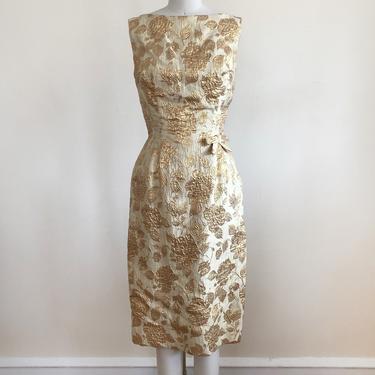 Sleeveless Gold Brocade Midi-Dress - 1960s 
