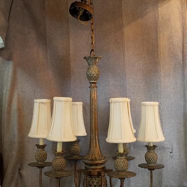 Quoizel 6 Arm Resin and Steel Chandelier H52 x D26