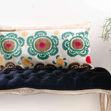 Vintage Uzbek Suzani Samarkand Hand Made Hand Embroidered Decorative Pillowcase Silk & Linen Cotton Pillowcases 