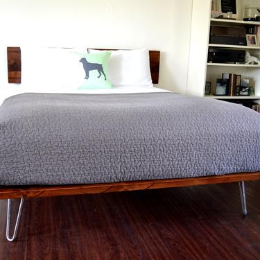 Platform Bed and Headboard on Hairpin Legs | Queen Size Bed | Wood Bed | Mid Century Inspired | Minimal Design | FREE SHIPPING 