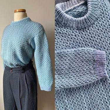Eyelet Braid Knit Contrast Hem Sweater 