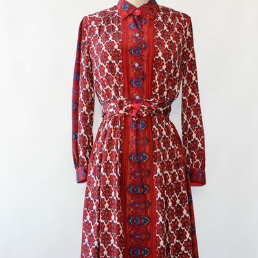 Sophia Belted Paisley Dress S/M