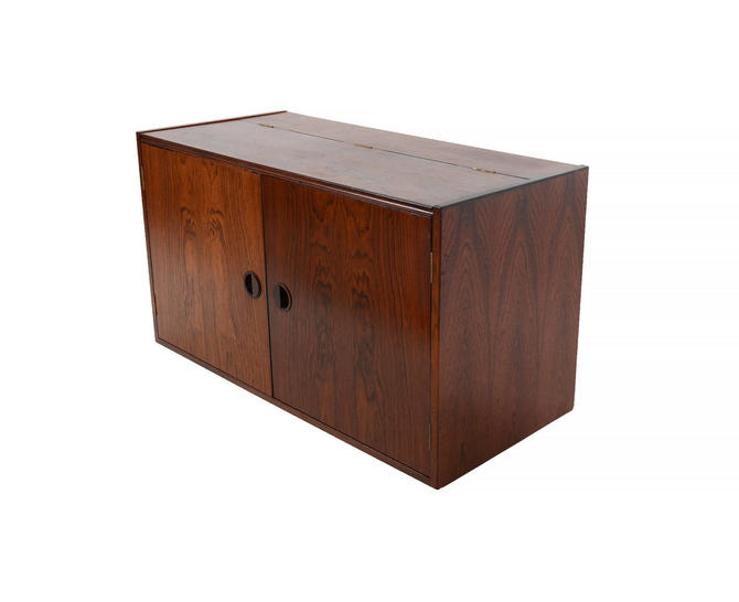 Danish Modern Rosewood Wall Unit Floating Stereo Cabinet By Hg