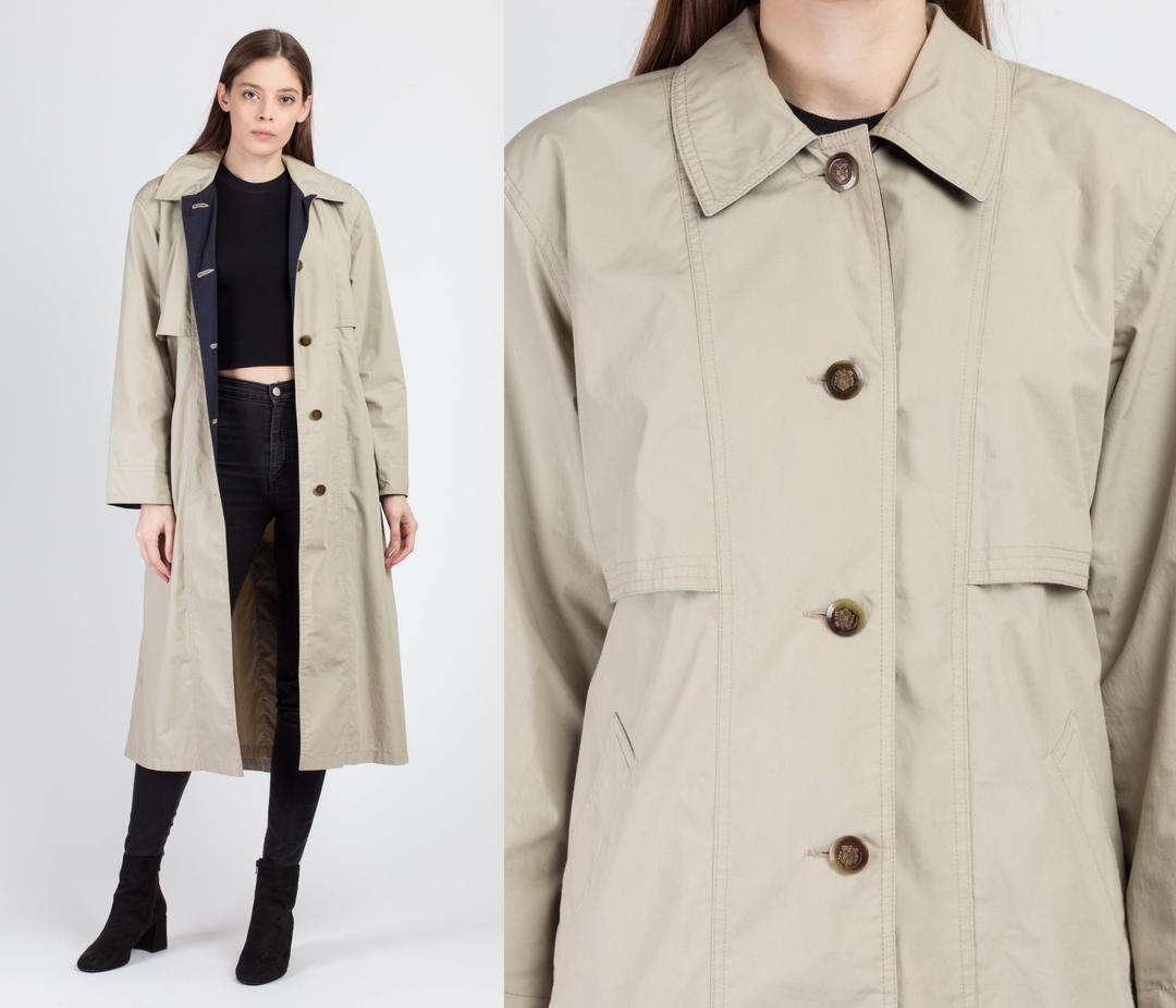 Trench Coat Femme Misty Harbor Taille 16P - Beige Kaki Doublé - Fabriqué En Russie