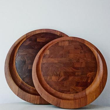 Early Dansk Boards Staved Teak Older Jens Quitsgaard Vintage Mid Century Large Bowl Platter Set 