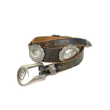 Concho Belt, Vintage Belt, Western Belt, Black Leather  display picture 1