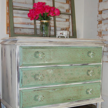 Shabby Chic Dresser | Green and White Painted Dresser | | All Things New  Again - Leesburg, VA | ATTIC