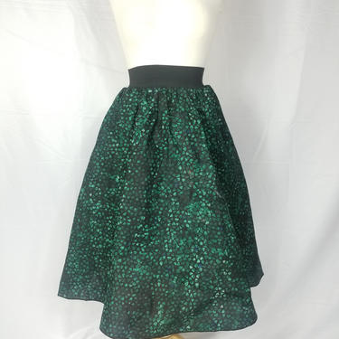 Blue green Batik knee length skirt (with elastic band and pockets) 