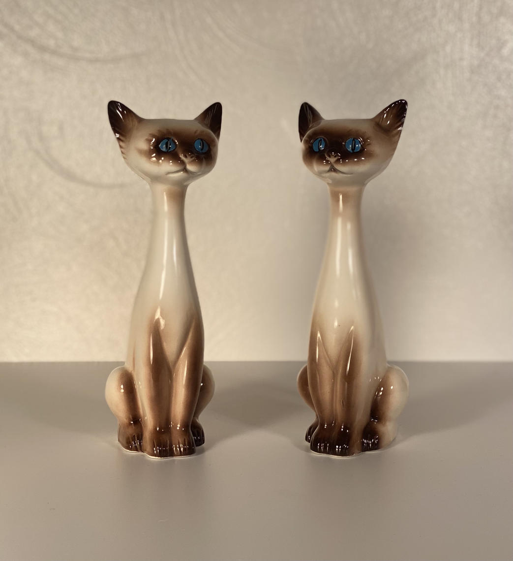 Pair of Lefton's Ceramic Siamese Cats - Japan