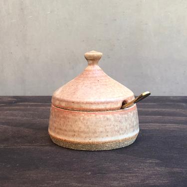 Ceramic Salt Cellar with Lid and Spoon Opening- Speckled Matte &amp;quot;Rust&amp;quot; 