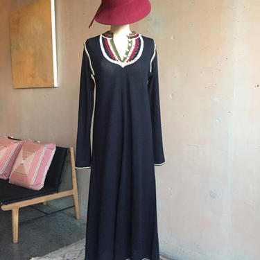 Vintage 70s Knit Kaftan Tunic Tent Sweater Dress 
