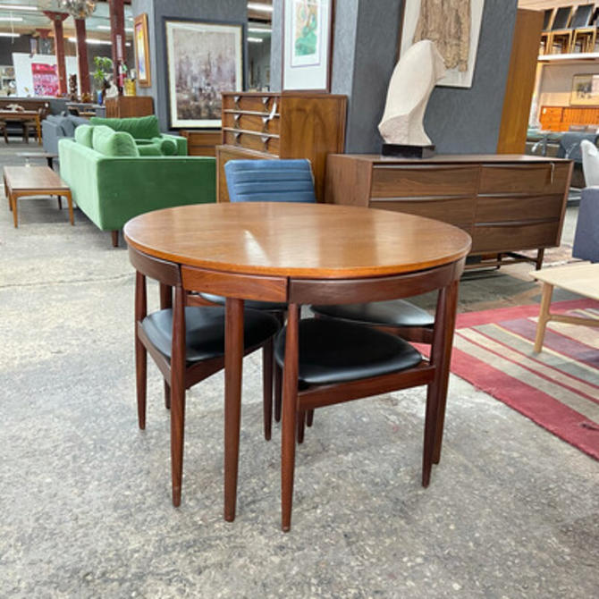 Frem Rojle Dining Table with Three Legged Chairs by Hans Midcentury Furniture Warehouse of Philadelphia Philadelphia