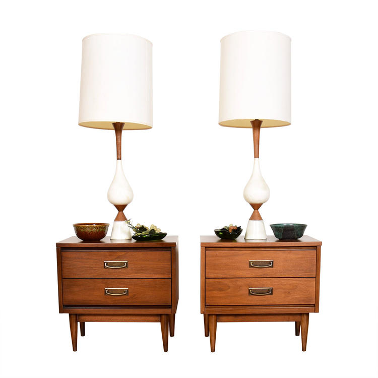 Pair of Mid Century Walnut Nightstands | Side Tables