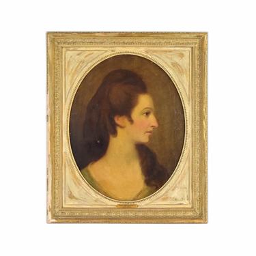 Antique Oil Painting Portrait of Miss Clark (or Grant?) style of Angelika Kaufmann 