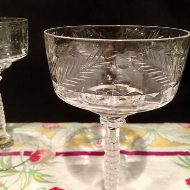 Set of Six Crystal Cocktail Glasses / Vintage Champagne Glasses Hand Cut Lead Crystal by BellewoodDesignGoods