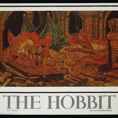 1985 The Hobbit Lord Of The Rings Michael Hague Smaug Dragon Poster Genuine Original Print J. R. R. Tolkien 