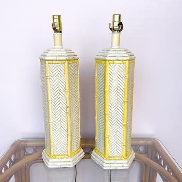 Pair of Plaster Faux Bamboo Lamps