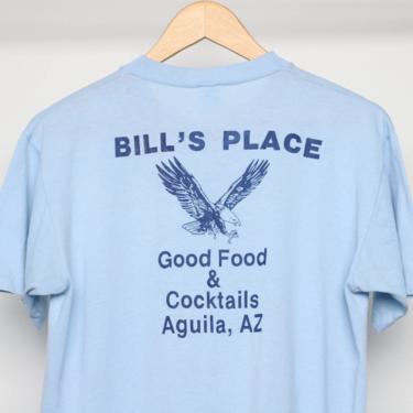 vintage 1980s SKY blue "Bill's Place" Aquila ARIZONA 1980s pocket t-shirt top size large t-shirt 