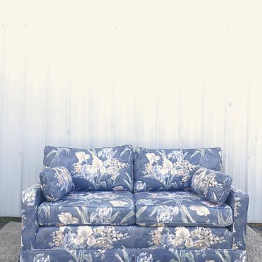 Vintage Blue Floral Loveseat Sofa