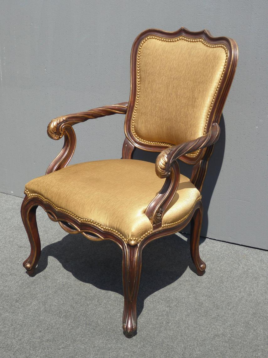 Unique French Style Gold Carved Wood BarleyTwist Accent CHAIR Vintage