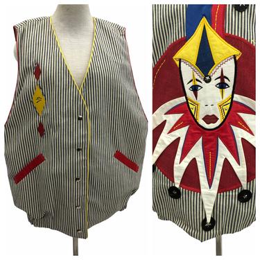 Vintage VTG Szato Rare Designer Pinstripe Stripe Joker Clown Jester Avant Garde Vest 