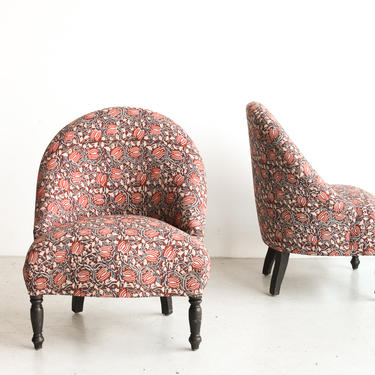 Pair of Vintage Block Print Crapaud Chairs