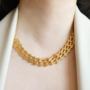 Lucy gold statement necklace, gold chain necklace, chain link necklace, wide flat necklace, gold flat necklace, gift, gold wide chain 