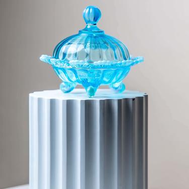 PRE-ORDER* Aqua Mosser Footed Covered Candy Dish 