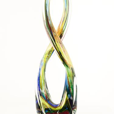 Karg Signed Mid Century Art Glass Infinity Ribbon - mcm 