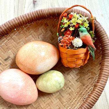 Vintage Alabaster Stone Eggs Set of 3 | Pastel Stone Eggs 
