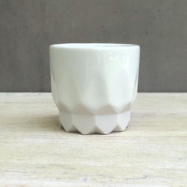 Little Porcelain Ceramic &quot;Hex&quot; Cup  -  Glossy Snow White with Matte White 