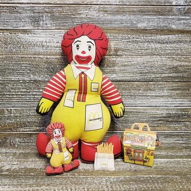 Vintage McDonalds Toys, 1984 Ronald McDonald Plush Toy Doll 12&amp;quot; &amp; 4&amp;quot;, 1997 Miniature Old West Happy Meal, Famous French Fries, Vintage Toys 