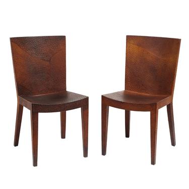 Karl Springer Pair of JMF Chairs in Ostrich Skin 1982 (Signed)