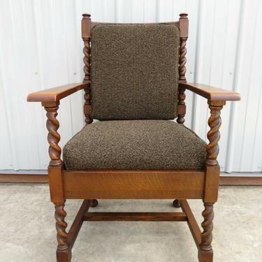 ANTIQUE Oak STICKLEY BROS BARLEY TWIST ARMCHAIR Arts Crafts MISSION CHAIR Table