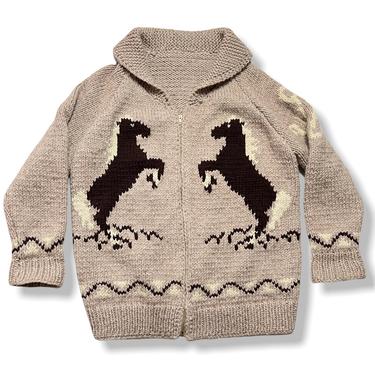 Vintage Wool Cowichan Knit Sweater 50s Maroon and White Lightning Zipp –  Black Shag Vintage