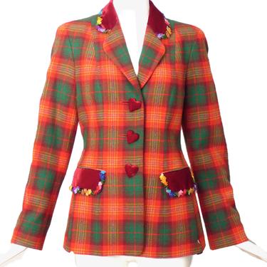 CHEAP AND CHIC BY MOSCHINO-1990s Wool Plaid Blazer, Size-8