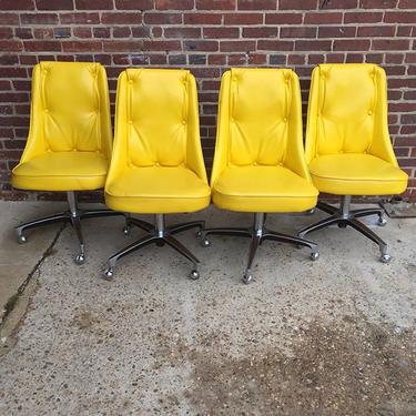 1970s screamin' yellow swivel kitchen chairs