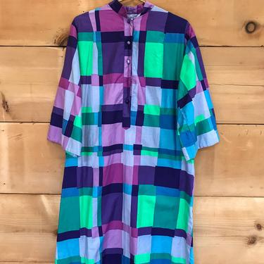 Vintage Cathrine Ogust for Penthouse Gallary Tunic Dress with POCKETS, Geometric Pattern, Perfect Condition 