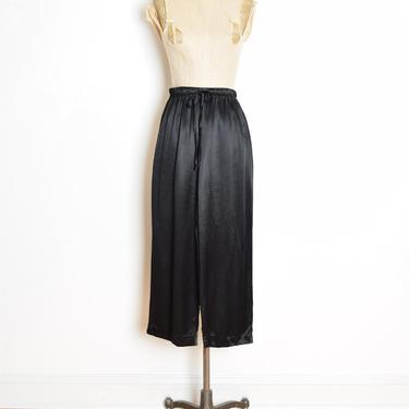 vintage 90s pants black satin drawstring high waisted lounge trousers XS S clothing 