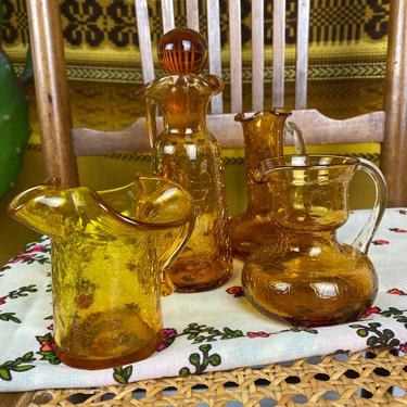 Set of 4 Vintage Kanawha Amberina Glass Mini Pitchers and Decanters 